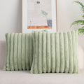 Double-Sided Faux Fur Throw Pillow Covers 26x26 in - Soft Striped Duo
