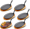6 Sets Cast Iron Skillet Set 10.63 in x 6.89 in Fajita Plate