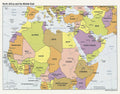 Large Laminated 23x18 Map: North Africa & Middle East Capitals