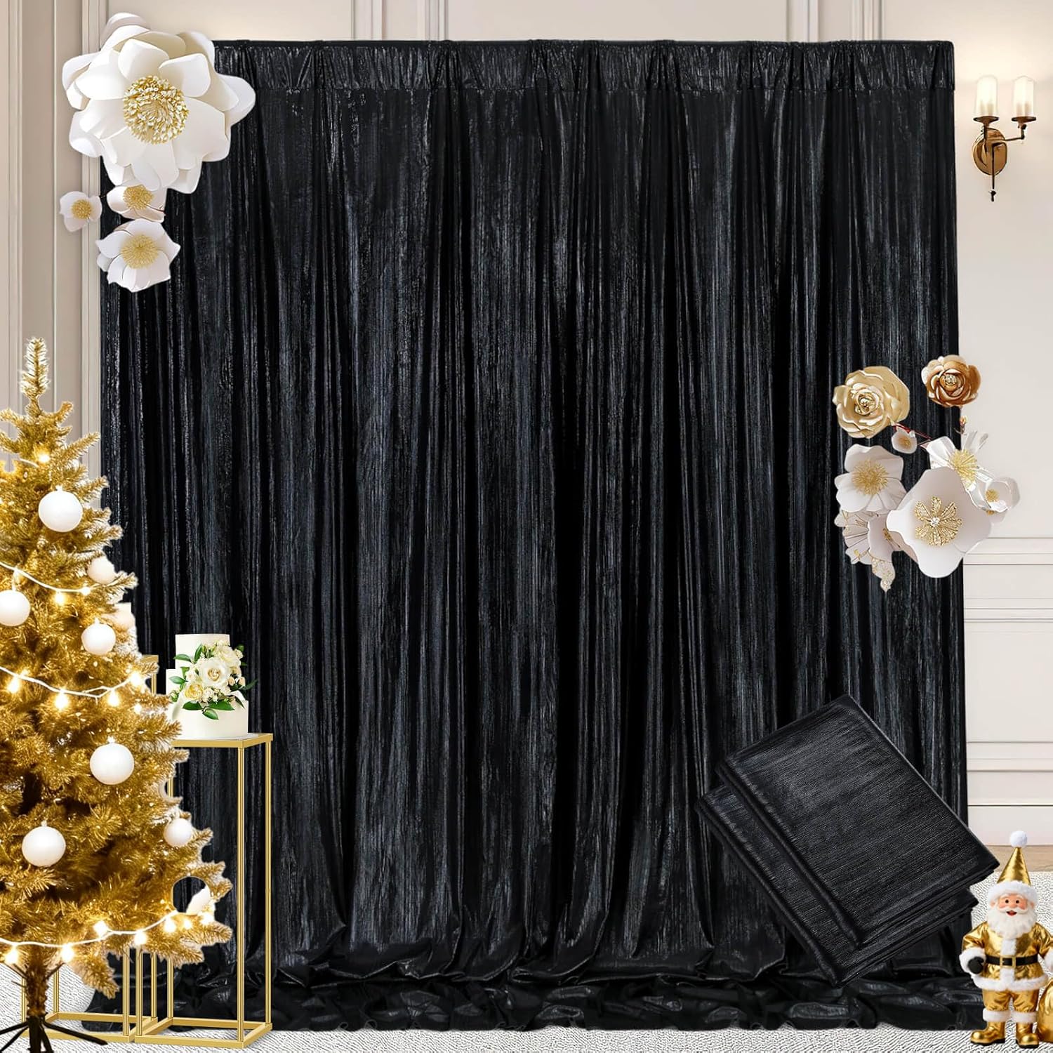 Black Sequin Backdrop Curtain for Stunning Party Decor
