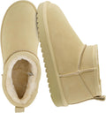 Suede Ankle Boots for Women - Faux Shearling Lined Comfort