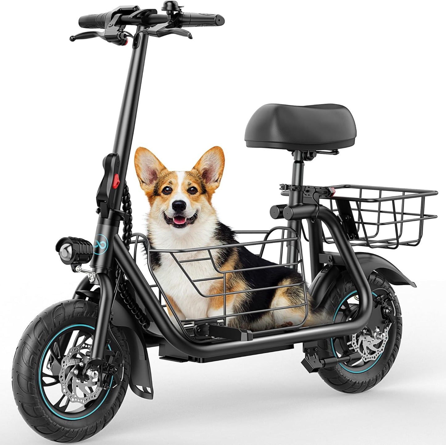 Gyroor Adults Electric Scooter with Large Basket and 550W Motor
