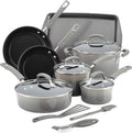 Rachael Ray Brights Nonstick Cookware Set, 14 Piece - Durable Everyday