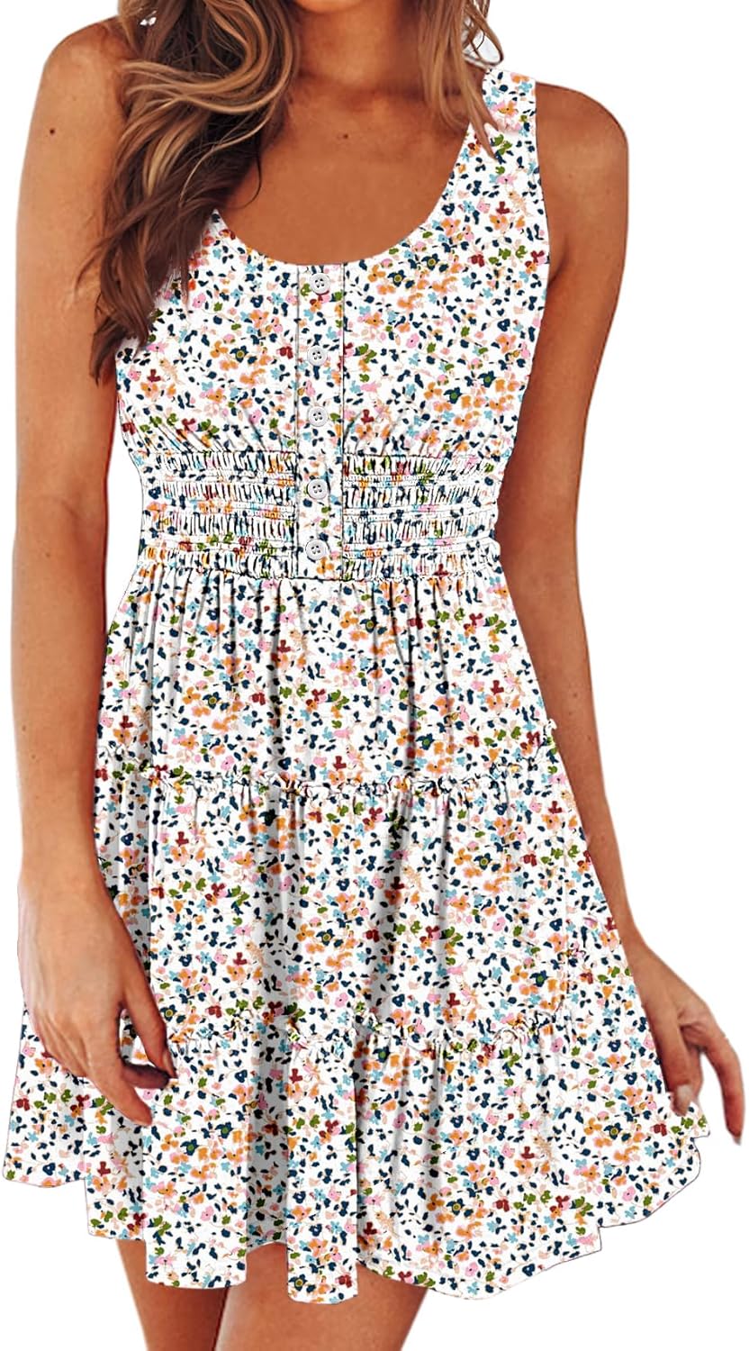 Womens Summer Dresses Sleeveless Casual Swing Mini Dress