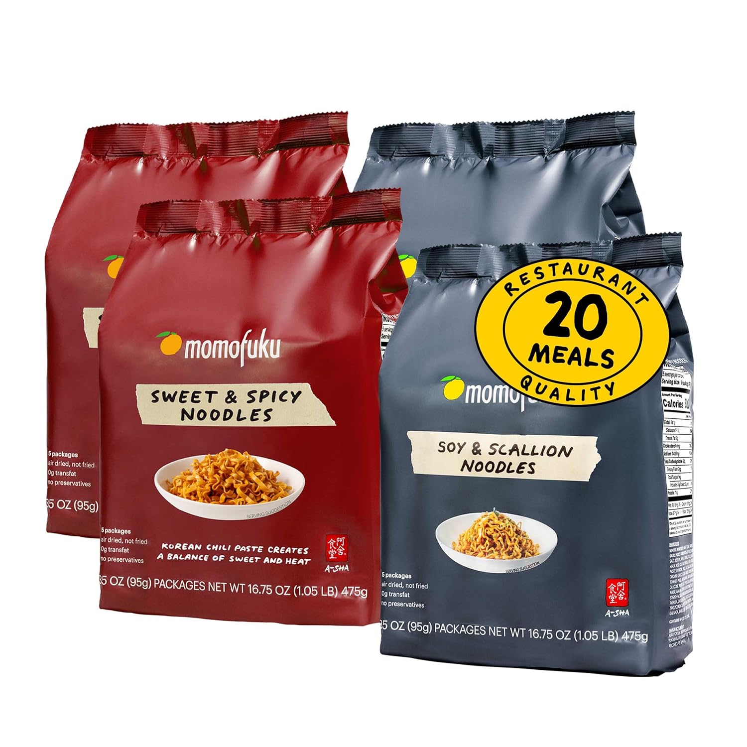 Momofuku Ramen Noodle Not-So-Spicy Variety Pack for 20 Meals
