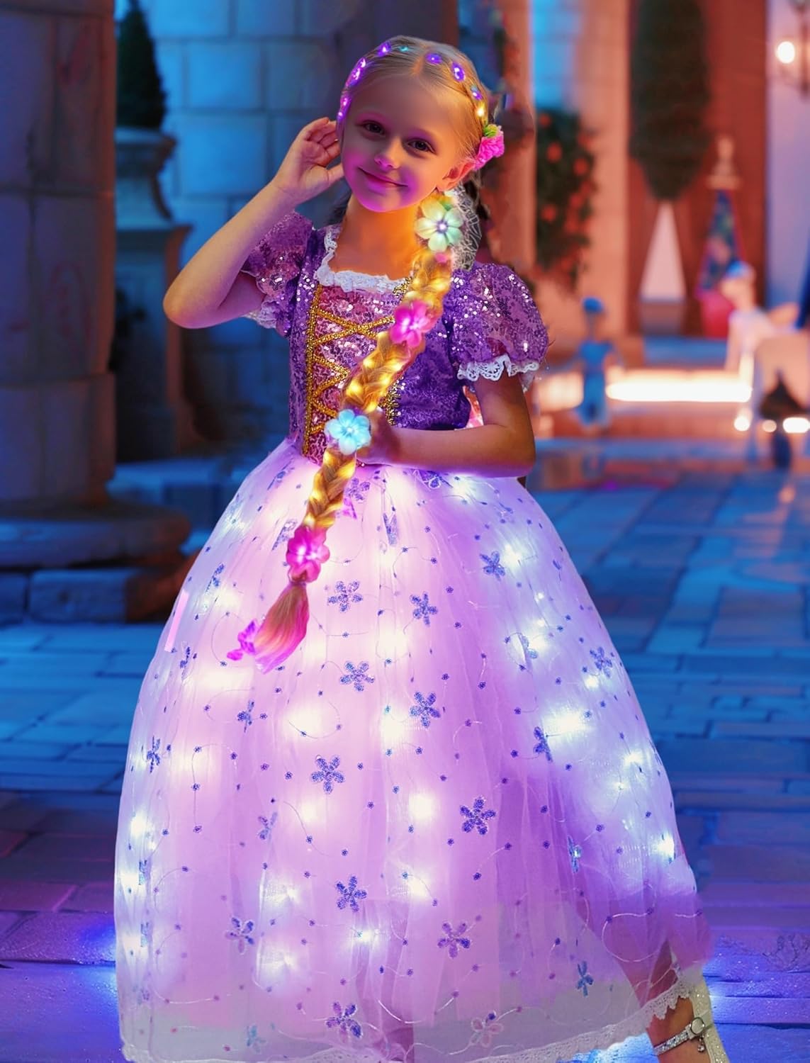 Light Up Girl Princess Costume Dress for Birthday Parties