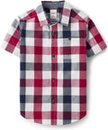 Boys Toddler Short Sleeve Button Up Shirt - Patriotic Plaid