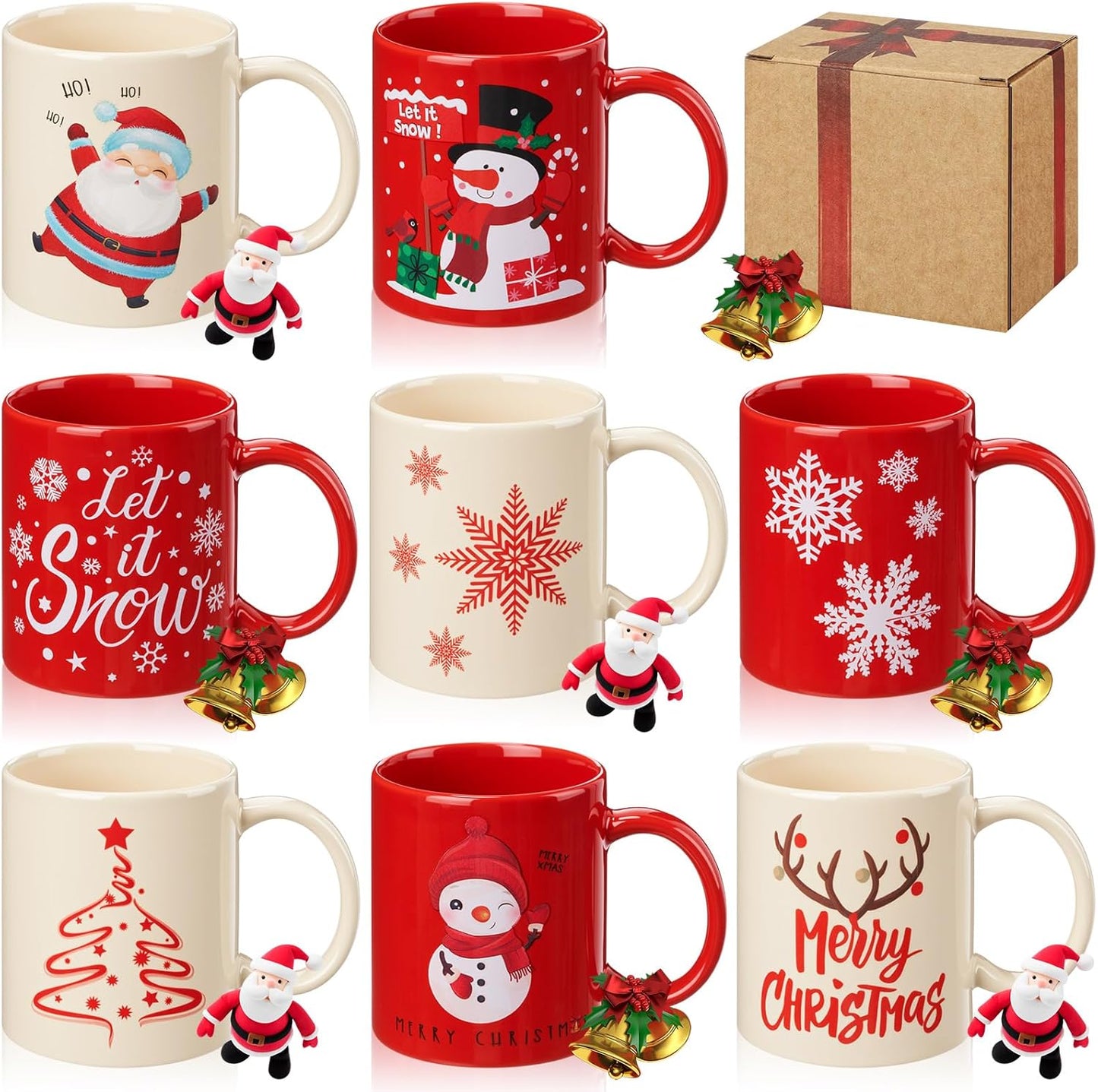 Maxdot 8 Pieces Winter Coffee Mugs Set for Holiday Cheer