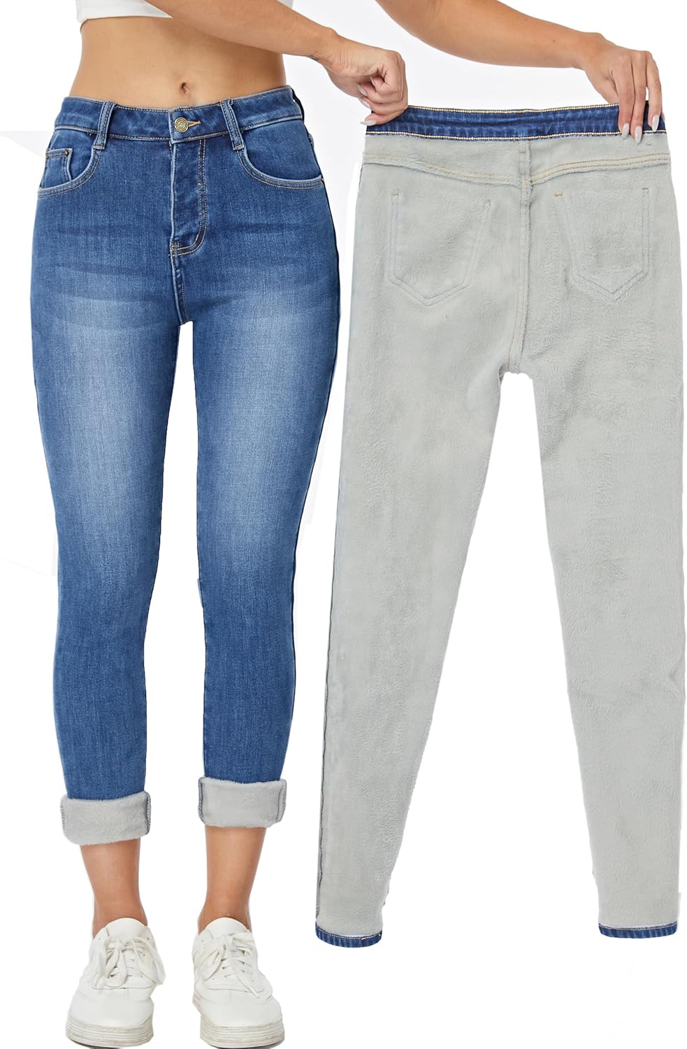 Yehopere Women's Winter Fleece Lined Jeans for Cold Weather