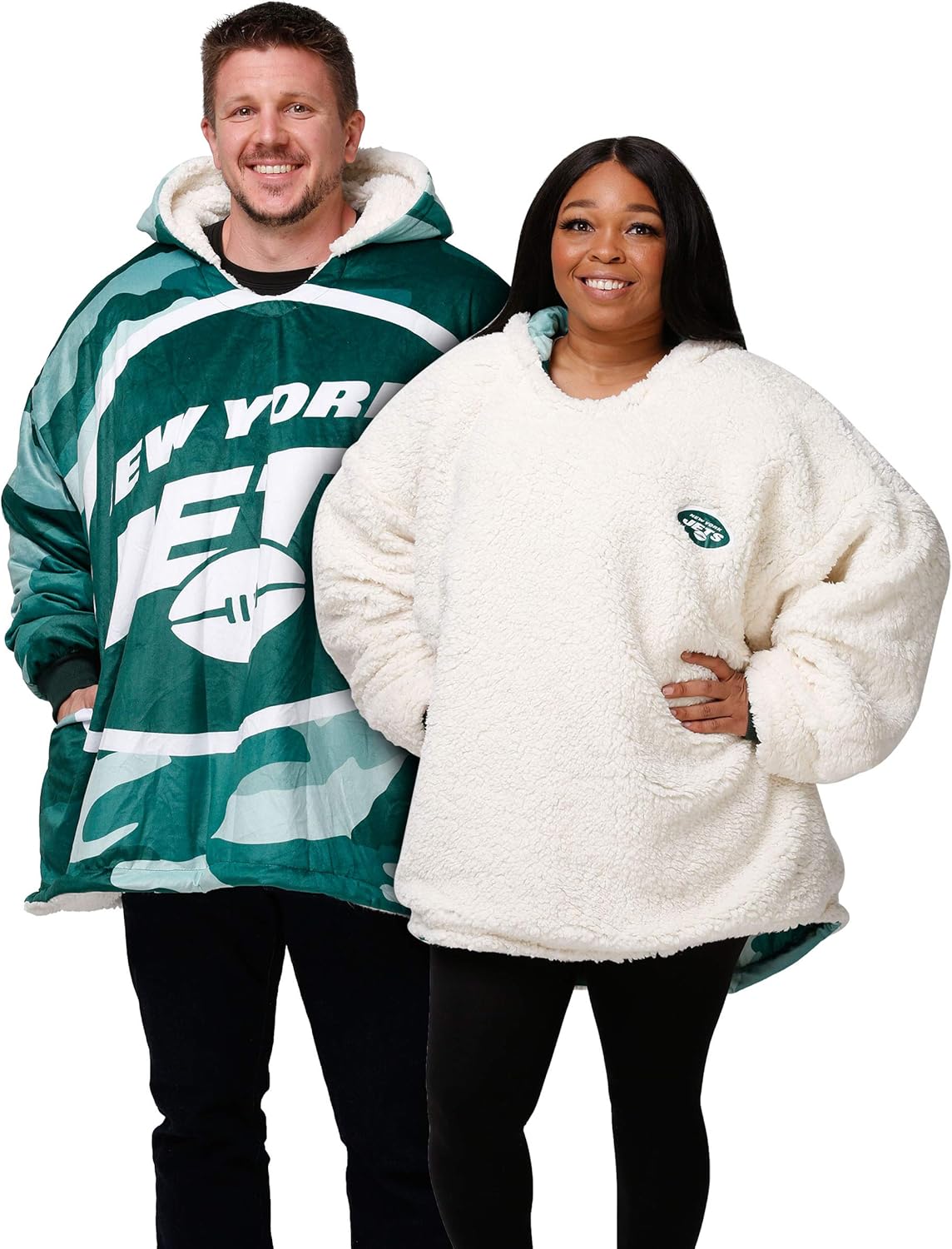Foco NFL Team Logo Reversible Oversized Sherpa Hoodie Sweatshirt