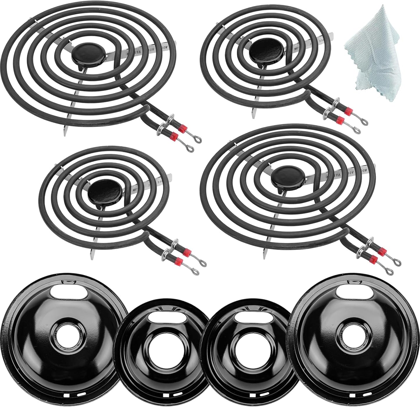 W10290350 W10290353 Porcelain Drip Pan Set for Electric Stoves