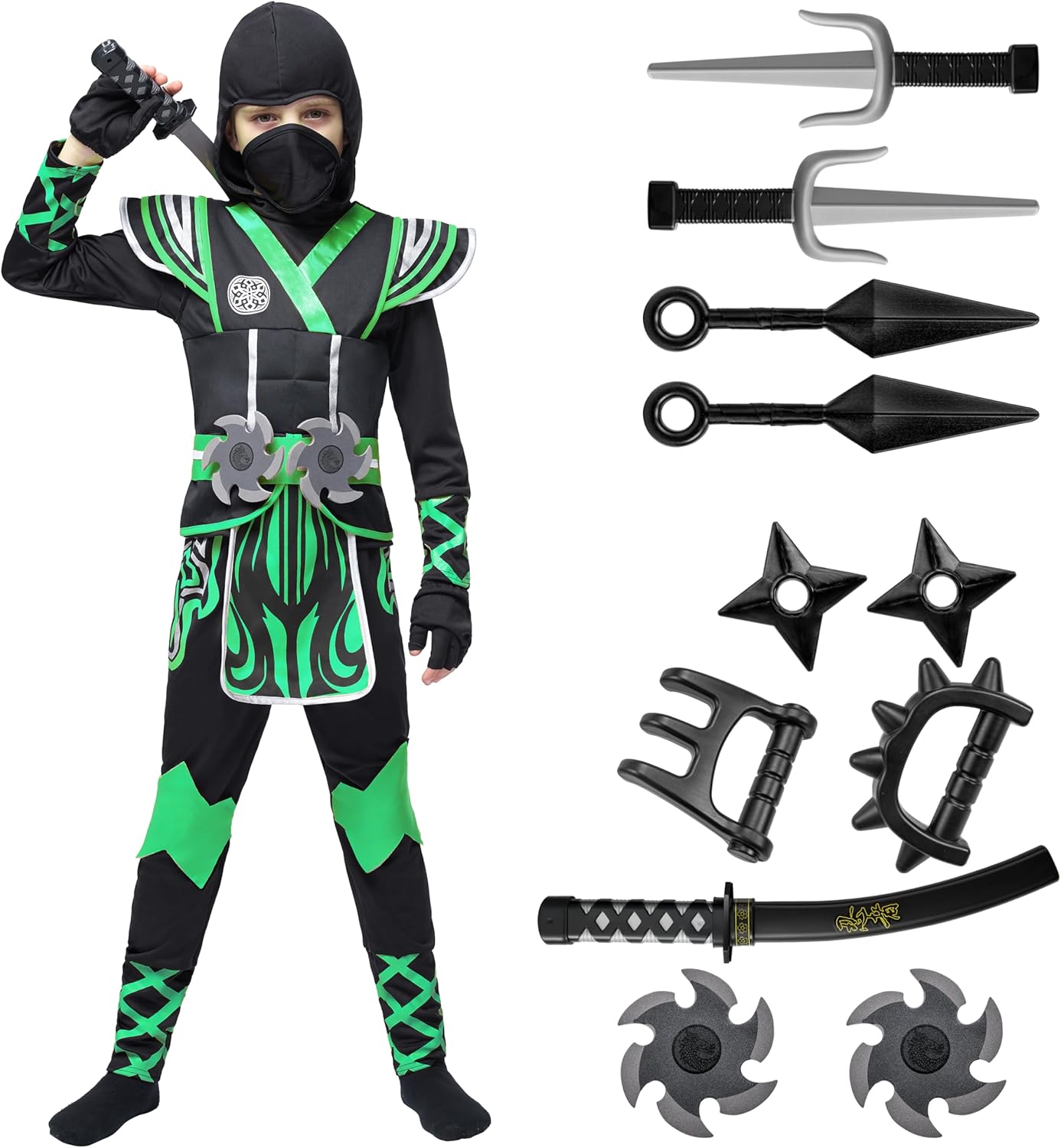 Kids Ninja Costume Set for Halloween Dress Up Fun and Play