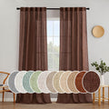 MIULEE Chocolate Brown Linen Curtains 90 in Long - Semi Sheer Privacy