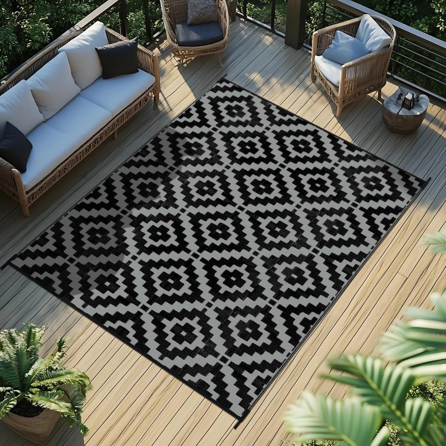 Favoyard Outdoor Rug 8x10 ft Waterproof Reversible for Patio