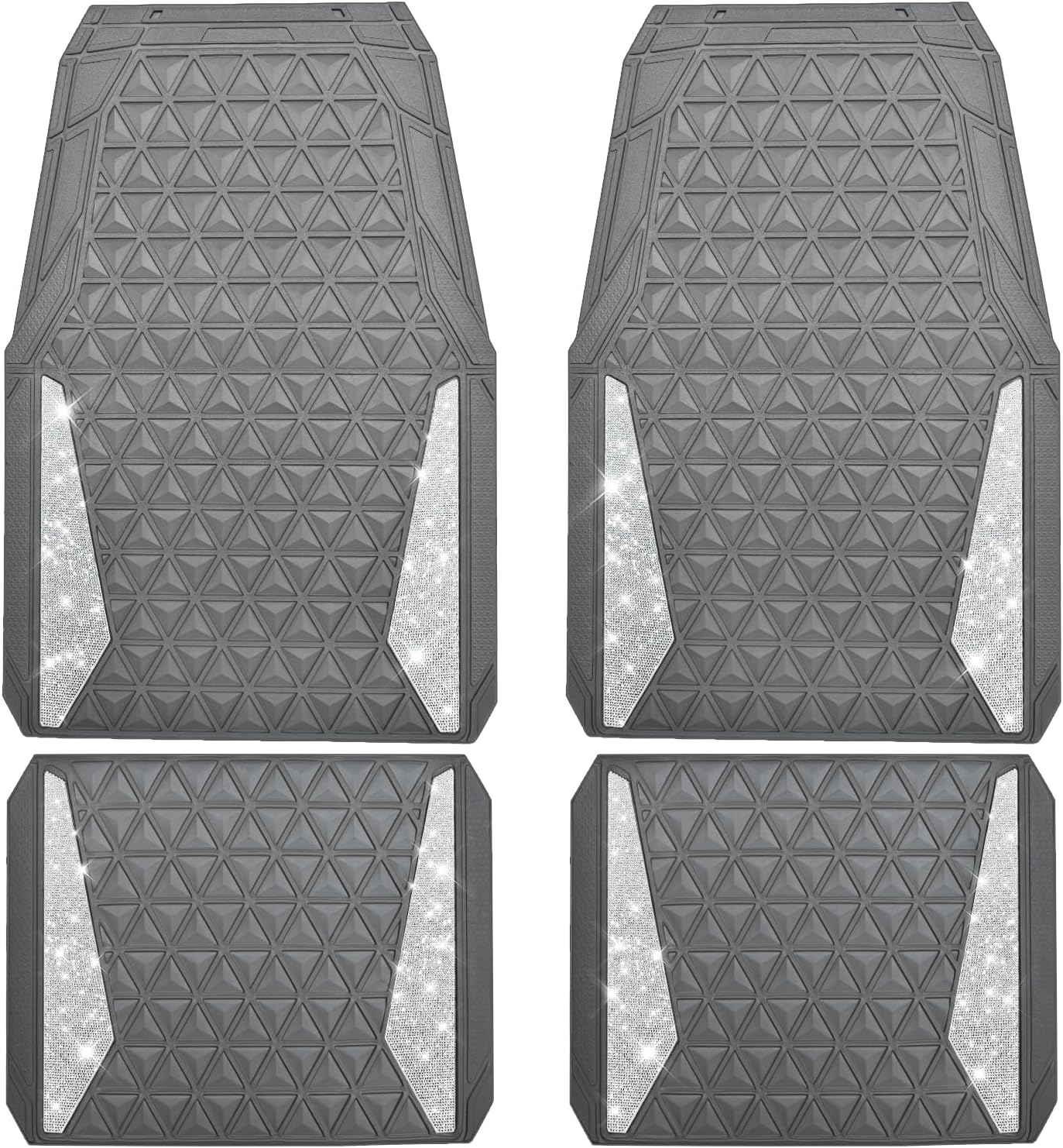 Bling Diamond Car Mats Full Set for Women SUVs and Sedans