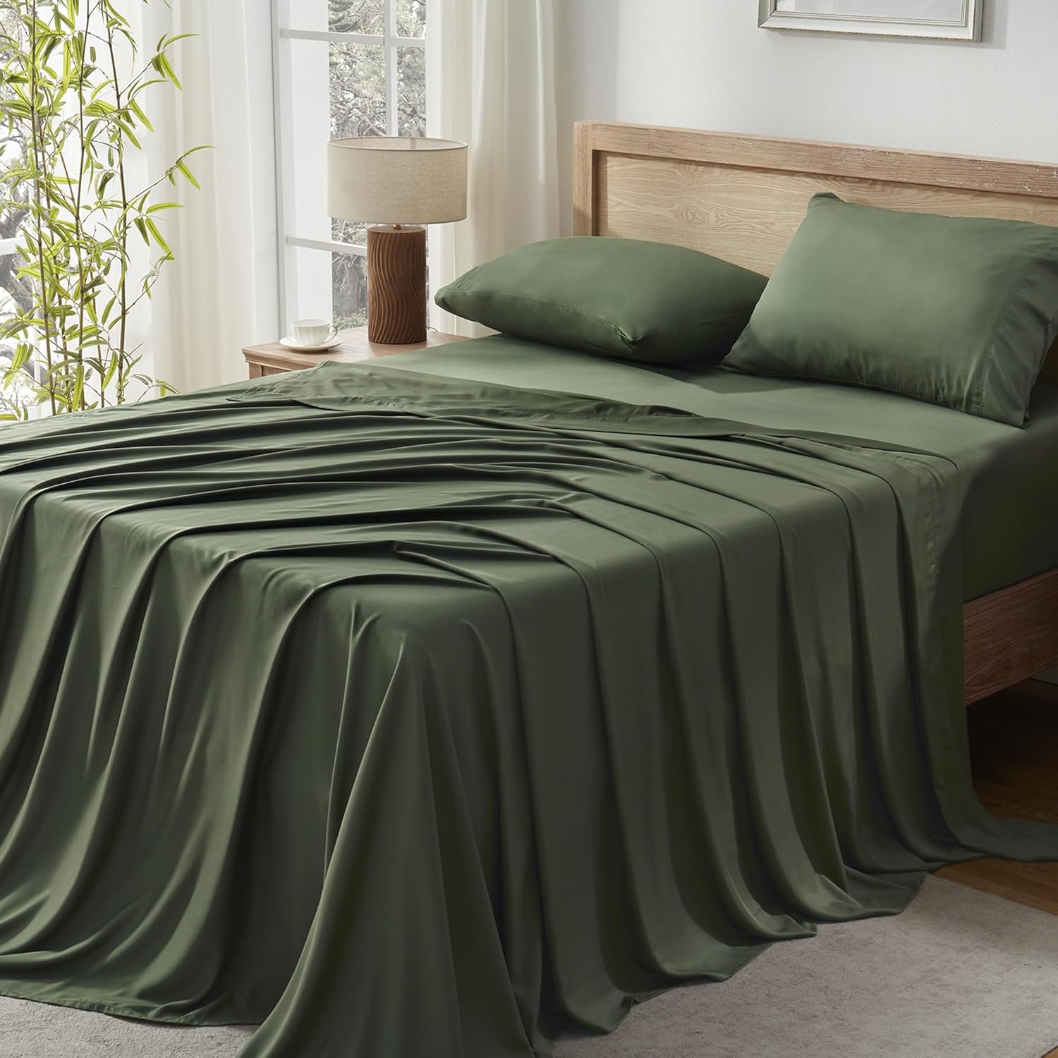 Andency Dark Olive Green Queen Sheets Set for Ultimate Comfort