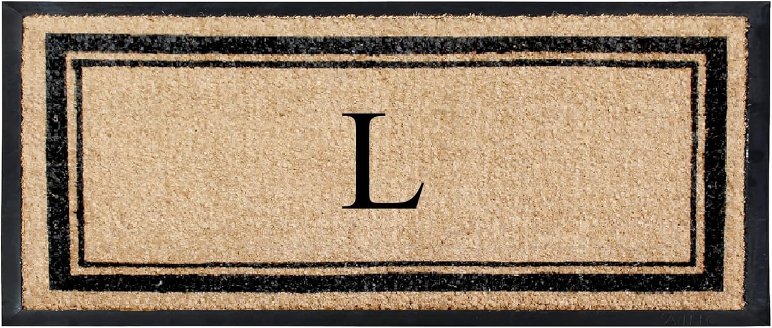Natural Coir & Rubber Hand Flocked Large Monogrammed Door Mat