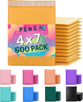 Yens Kraft Bubble Mailers 4x8 in 500 Pack - Padded Seal Mailers