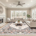9x12 Area Rug Vintage Distressed Low Pile Rug - Soft Washable Choice