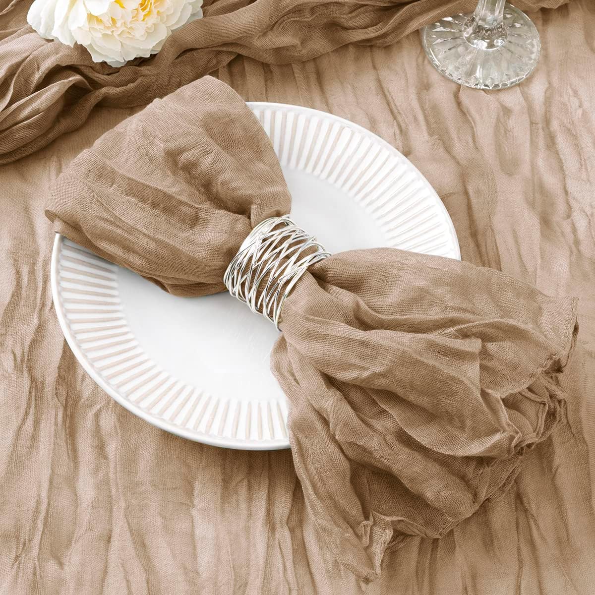 50 Pack Nude Cheesecloth Napkins for Elegant Fall Gatherings