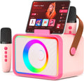 Karaoke Machine Portable Bluetooth Speaker with 2 Wireless Microphones