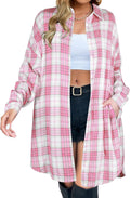 Blooming Jelly Plaid Button Down Shacket - Lightweight Long Coat