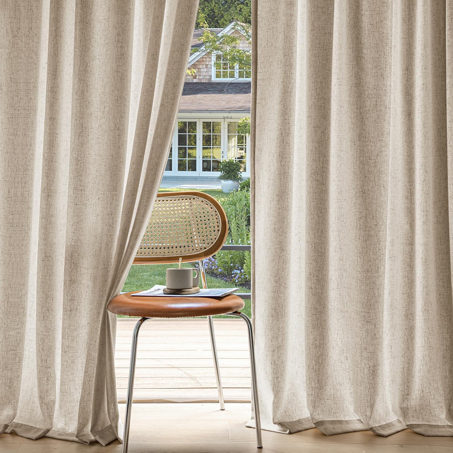 MIULEE Non-See-Through Privacy Linen Curtains for Home Decor