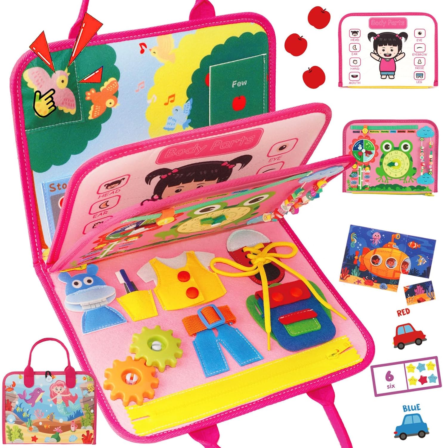 Montessori Busy Board Pink - Enhance Fine Motor Skills