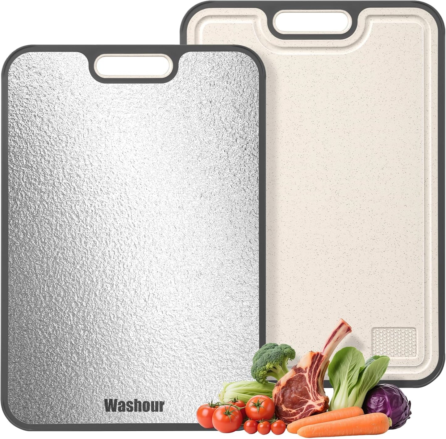 Stainless Steel Cutting Boards for Kitchen - Non Toxic 2-in-1