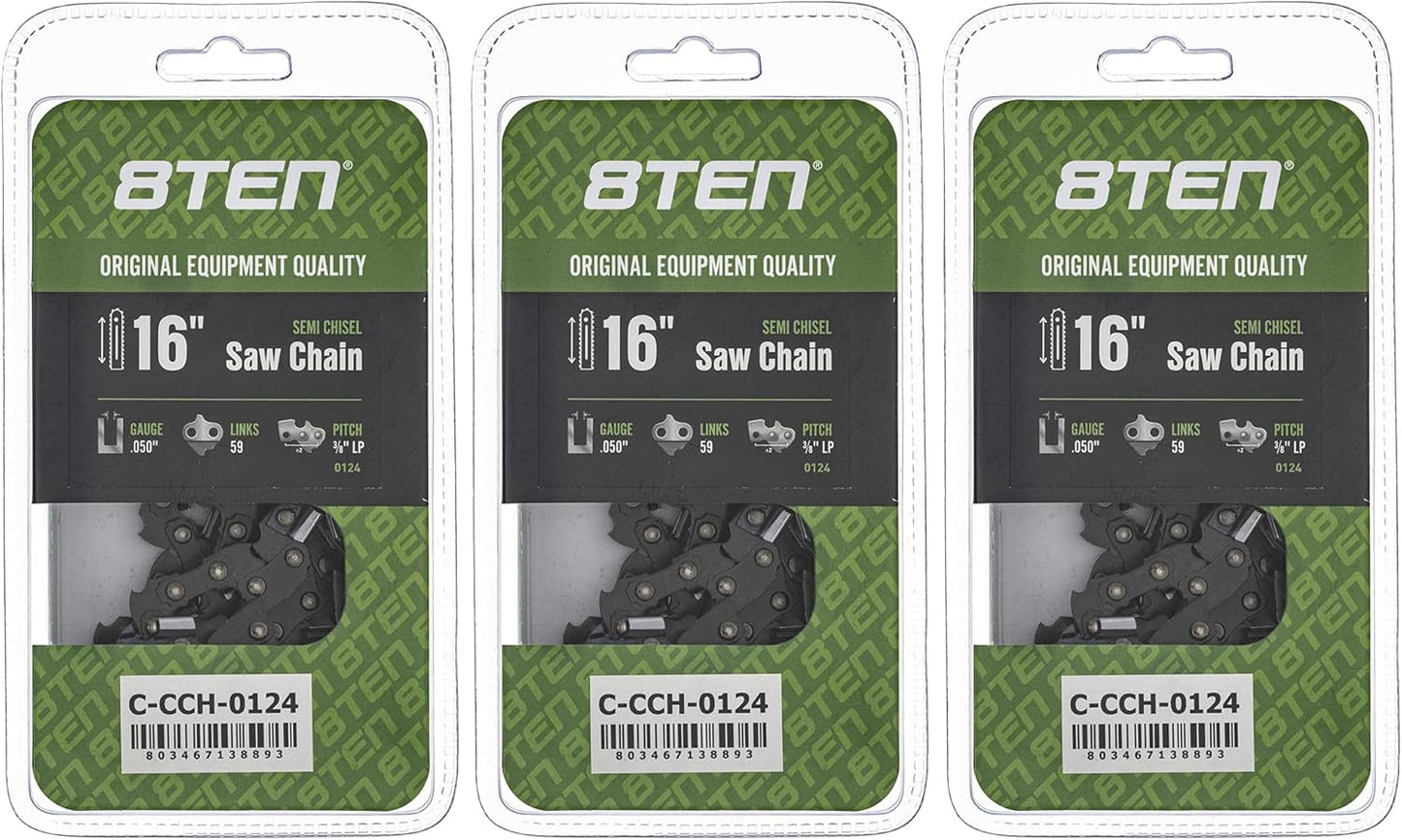 8TEN Semi Chisel Chainsaw Chain 16 Inch for Homelite and Shindaiwa