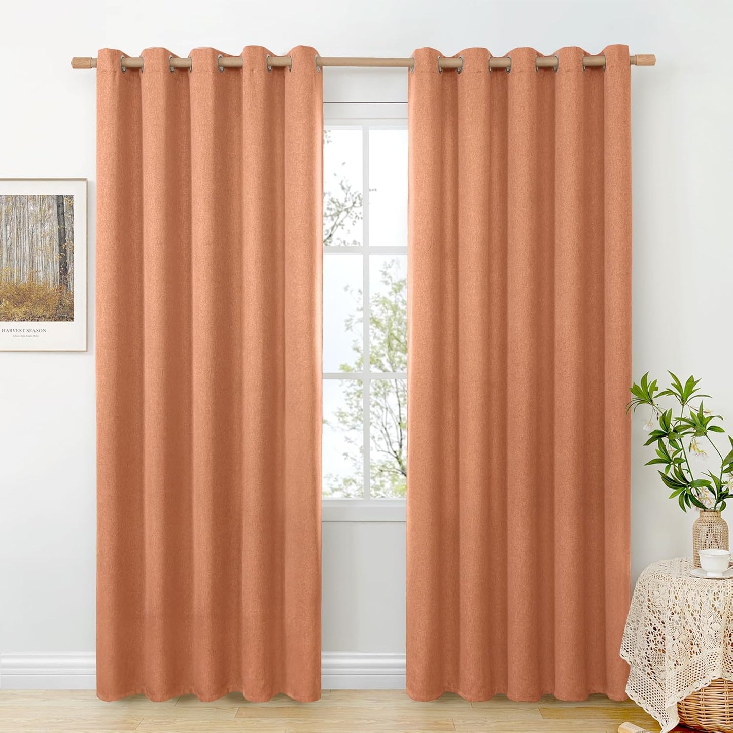BGment Terracotta Linen Curtains for Living Room Privacy 84 Inch