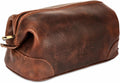 Leather Toiletry Bag for Men - Large Rustic Brown Dopp Kit