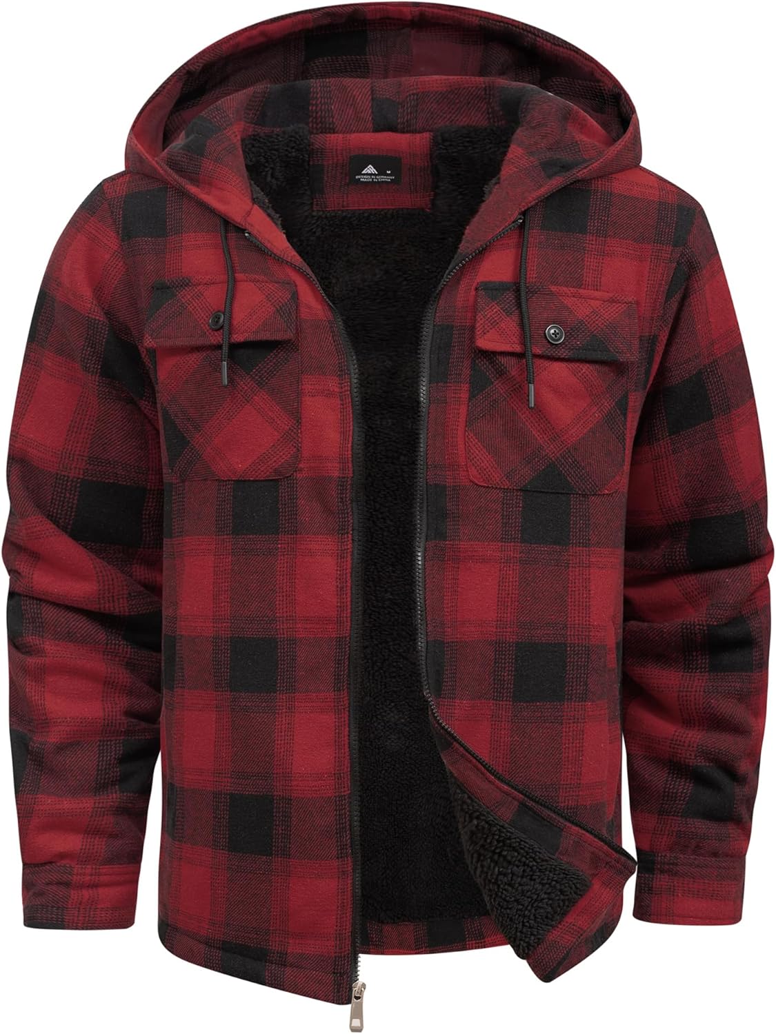 V VALANCH Men's Flannel Shirt Jacket with Hood for Winter Warmth