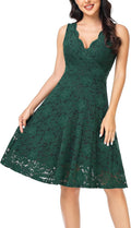 Floral Lace Overlay Fit and Flare Dress for Women by MISS MOLY