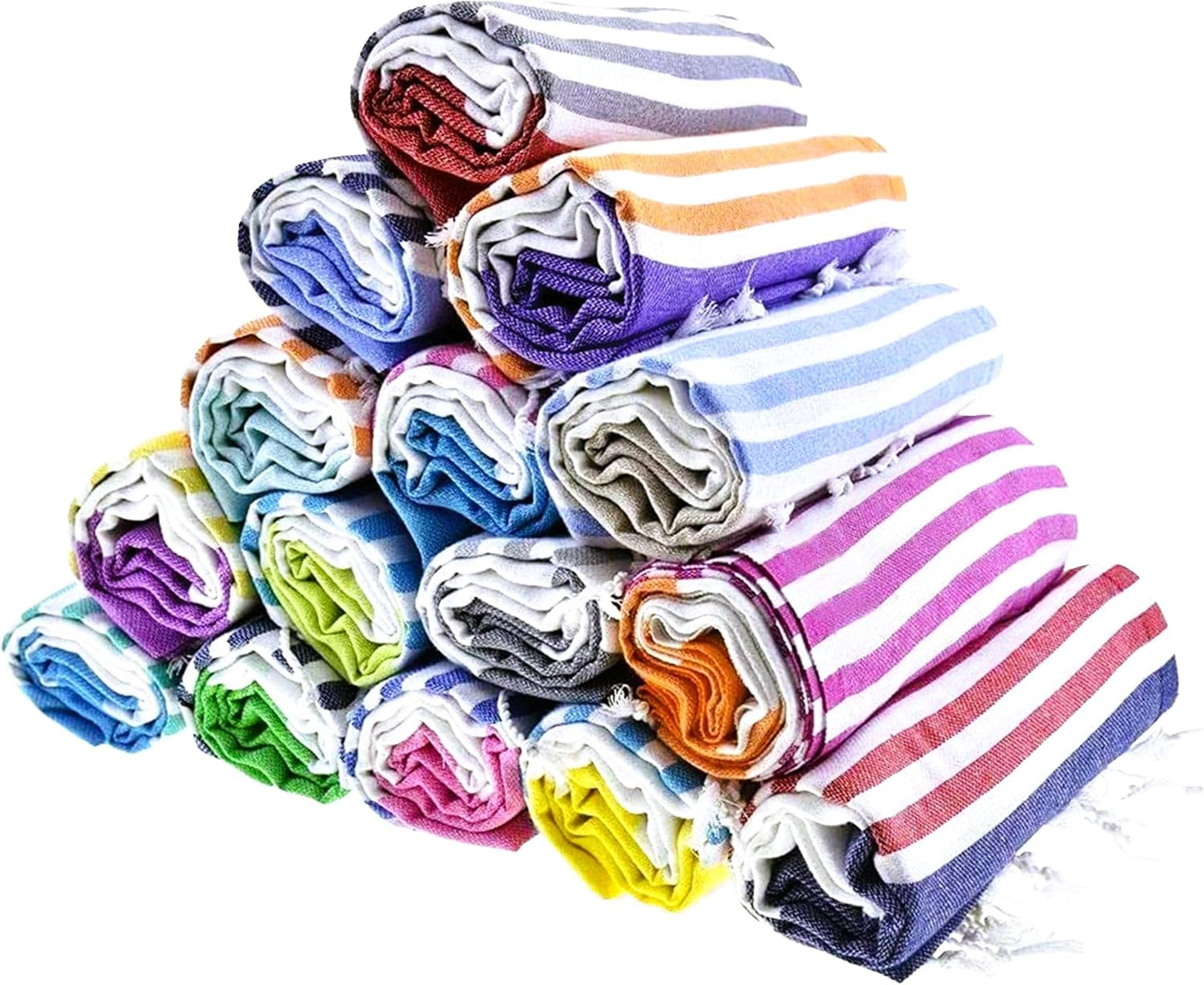 HAVLULAND Turkish Beach Towel Set of 6 - Sand Free & Quick Dry