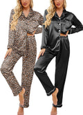 Satin Pajamas Set for Women 2 Pack - Soft Classic Button Down PJs are