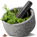 Granite Mortar and Pestle Set 6.3 in - Heavy Duty Stone Grinder