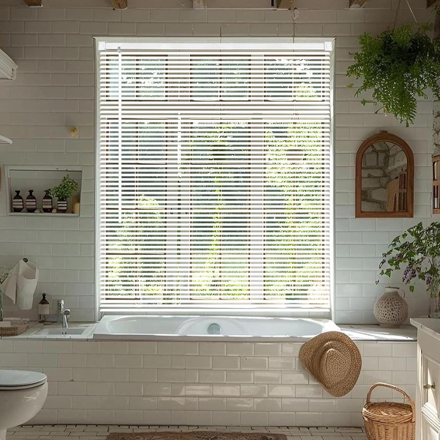 Cordless Vinyl Mini L Blinds for Windows and Doors, 47in W x 72in H