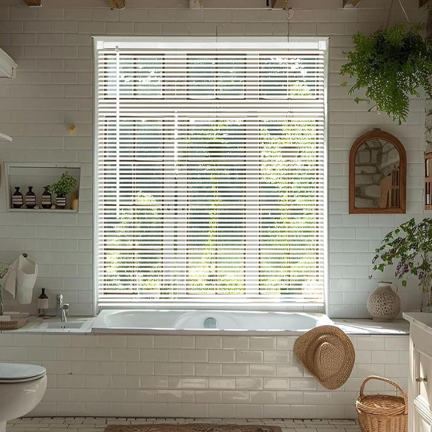 Cordless Vinyl Mini L Blinds for Light Filtering and Privacy