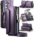 Crossbody Wallet Case for Galaxy Z Fold 6 Purple - RFID Safe