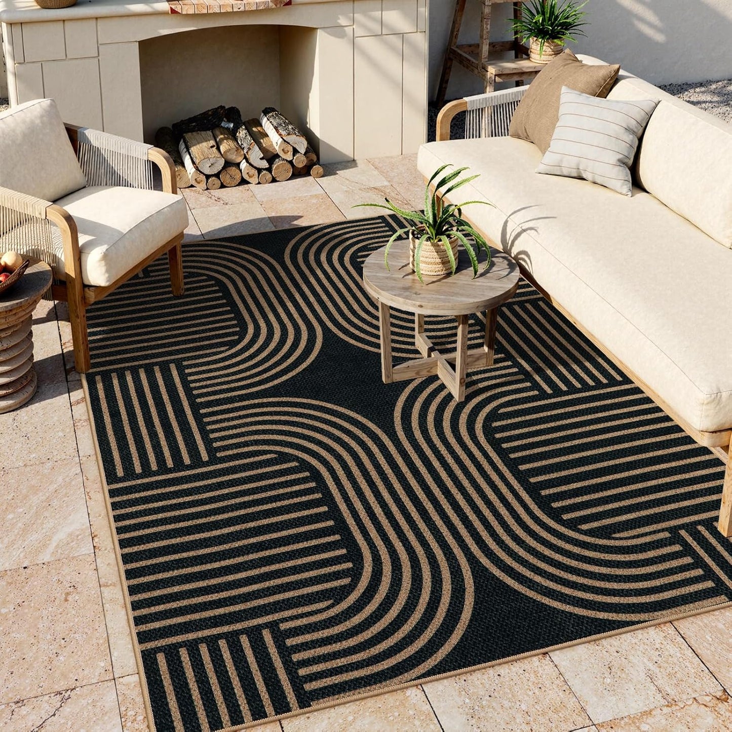 Lahome Modern Geometric Outdoor Easy Jute Rug for Any Space