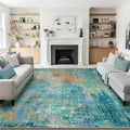Washable Area Rug 8x10 Modern Abstract Low-Pile Non-Slip - Easy Care