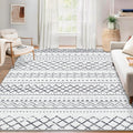 Area Rug for Living Room 6x9 Black - Washable Boho Moroccan Geometric
