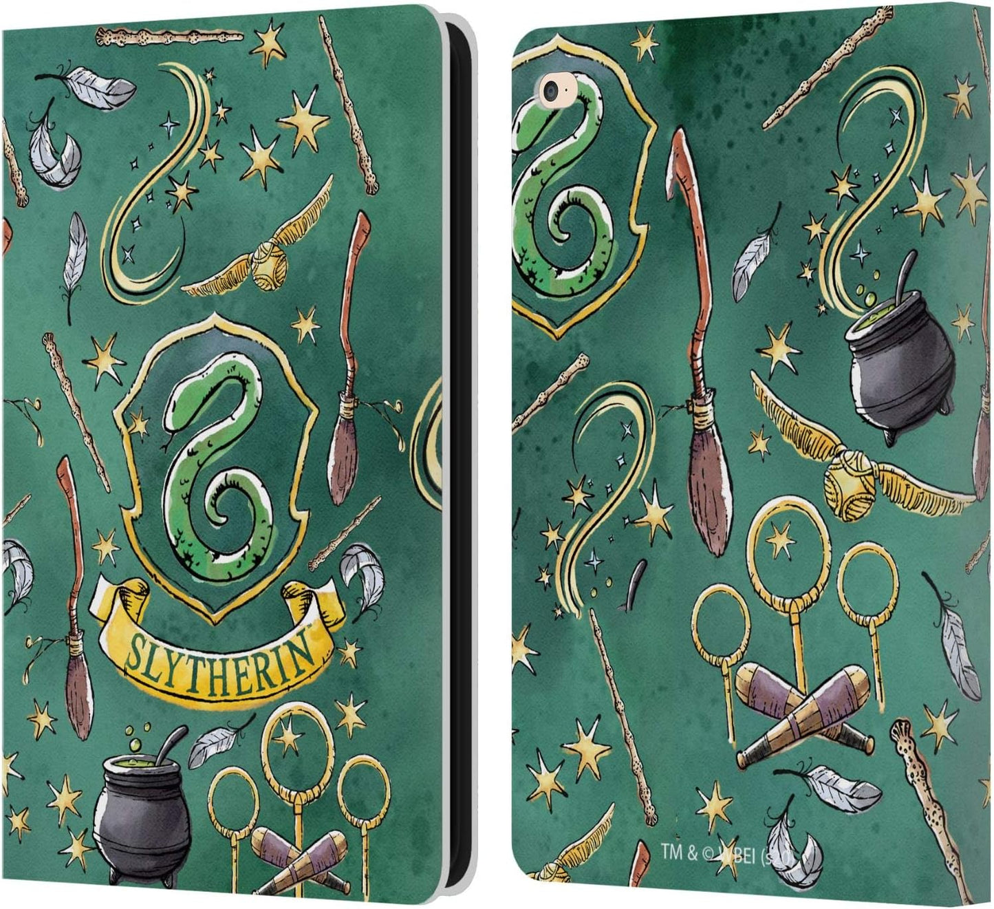 Harry Potter Slytherin Pattern Leather Wallet Case for iPad Air 2