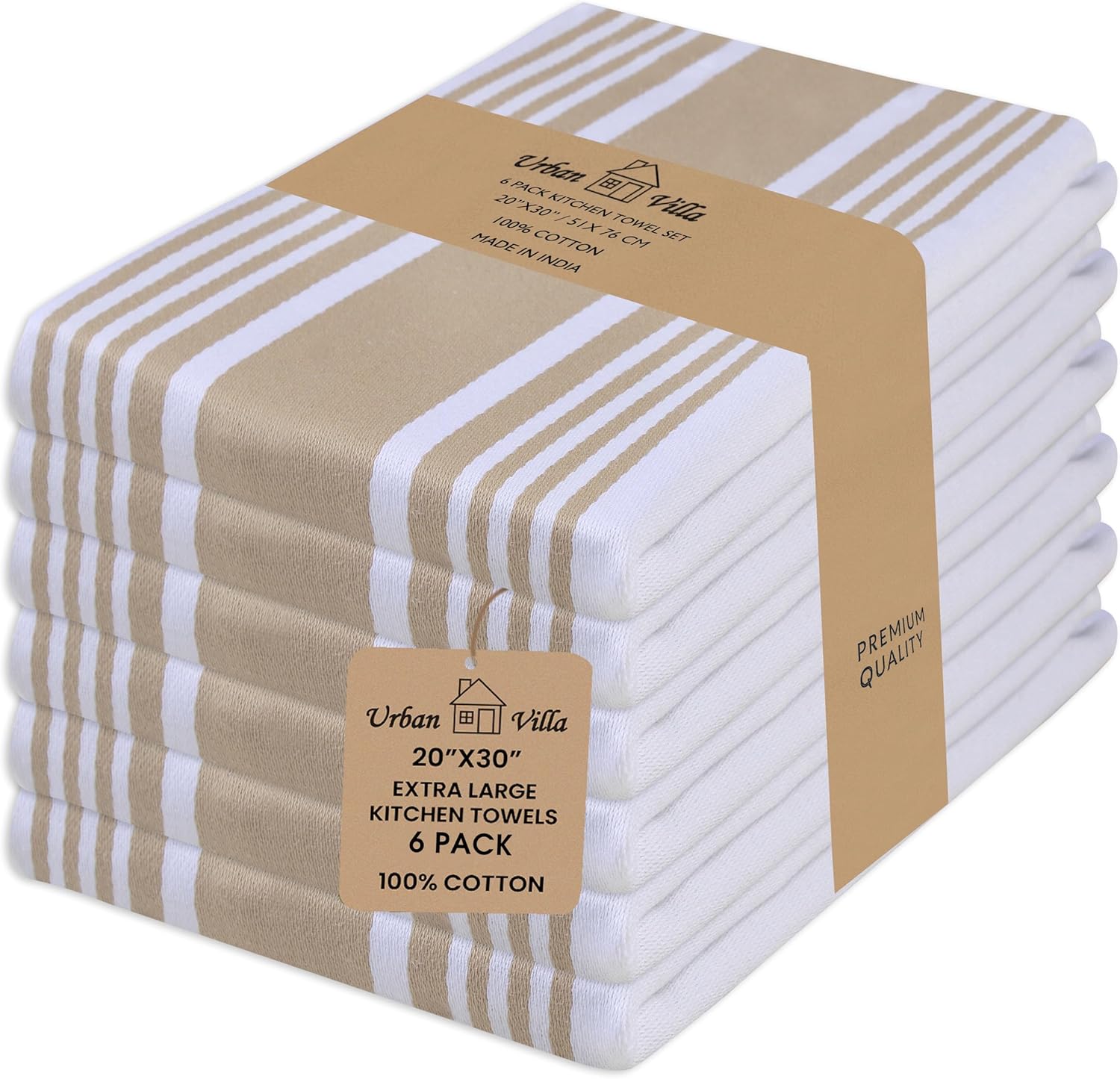 Urban Villa Kitchen Towels 100% Cotton Pack of 6 for Home