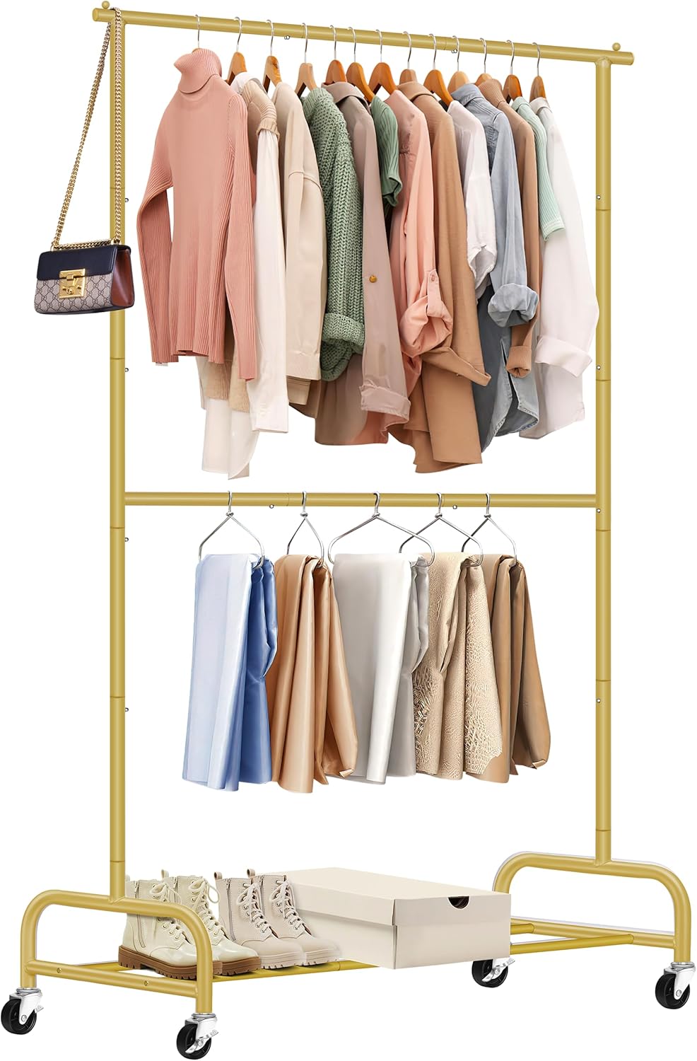 Heavy Duty Double Rod Clothes Rack for Organized Storage