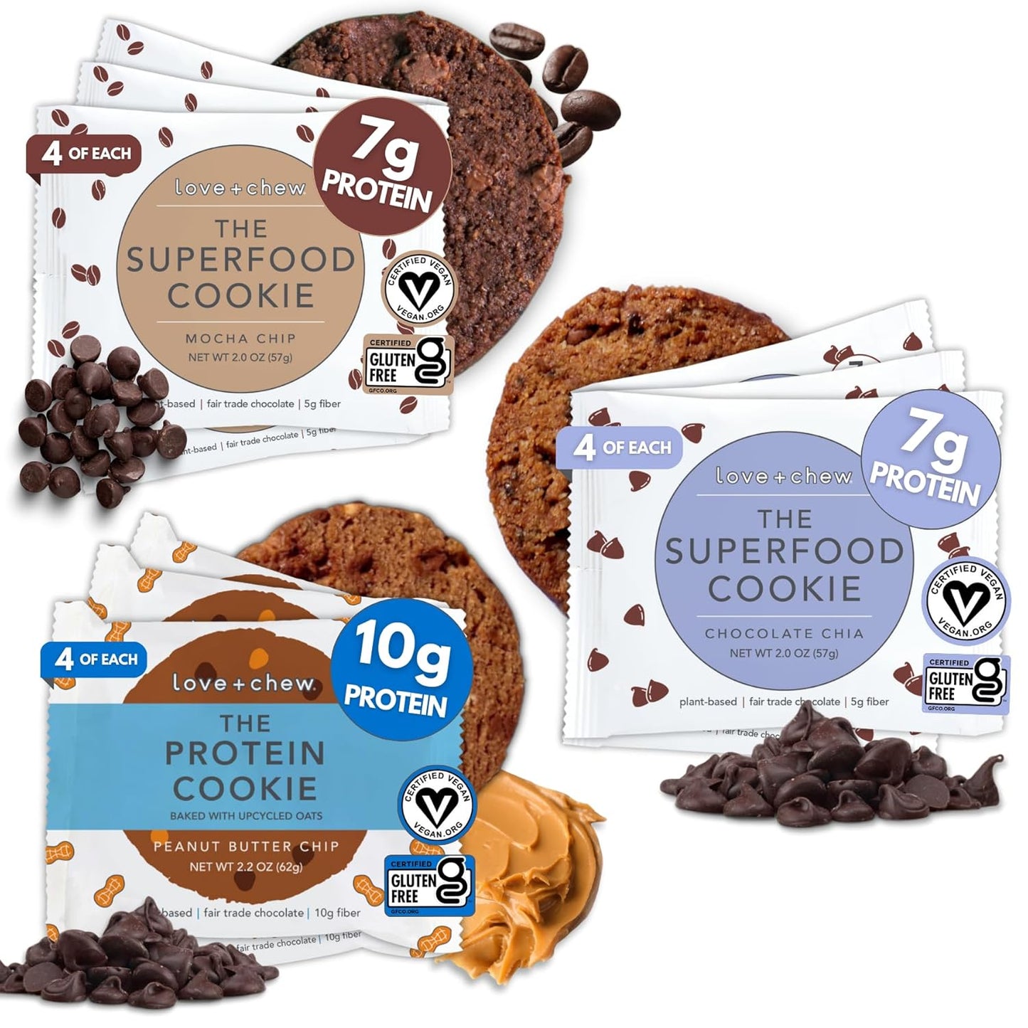 Love + Chew Soft Baked Protein Cookies - Chocolate Lover's Pack
