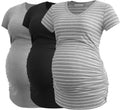 Smallshow Women's V Neck Maternity Top - Soft Stretch Tee