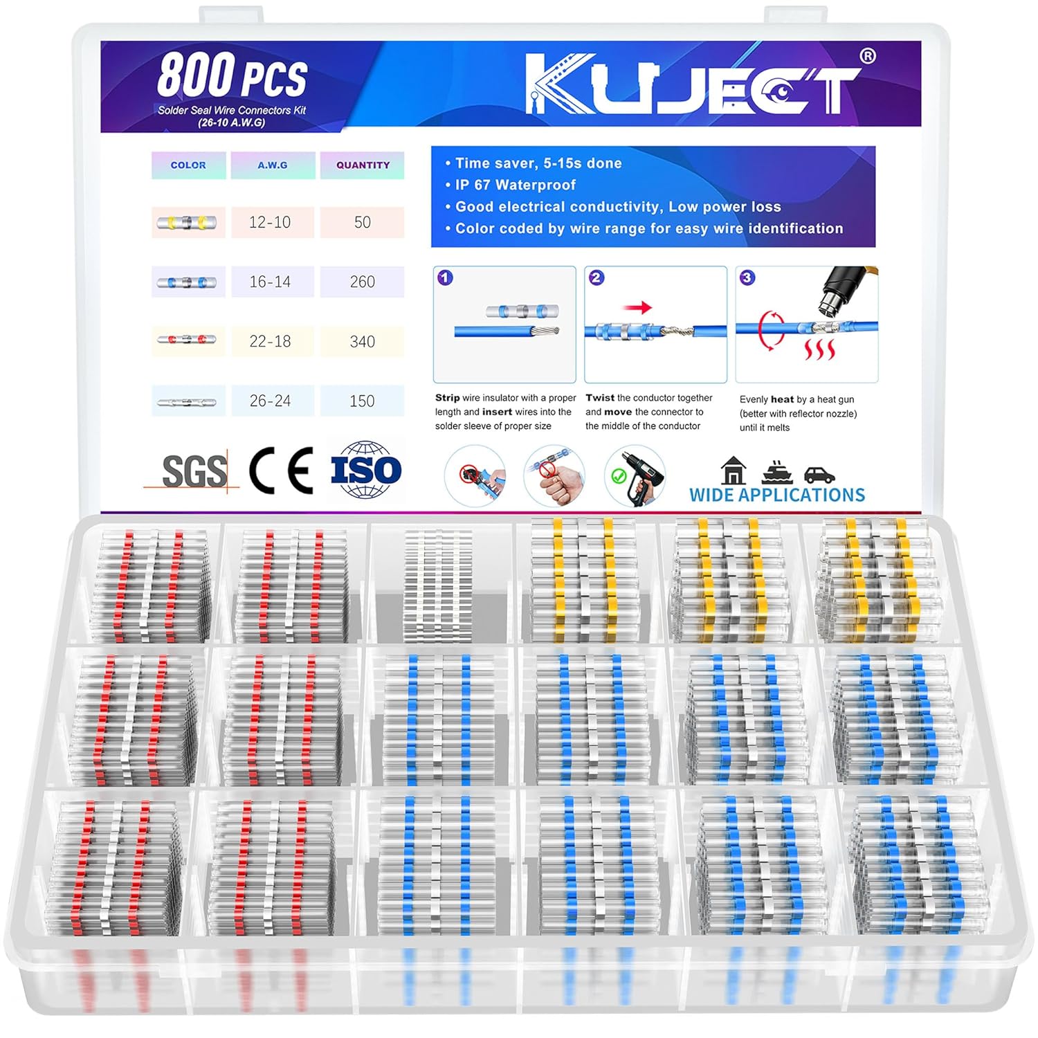 Kuject Heat Shrink Solder Seal Wire Connectors Kit for Easy Use