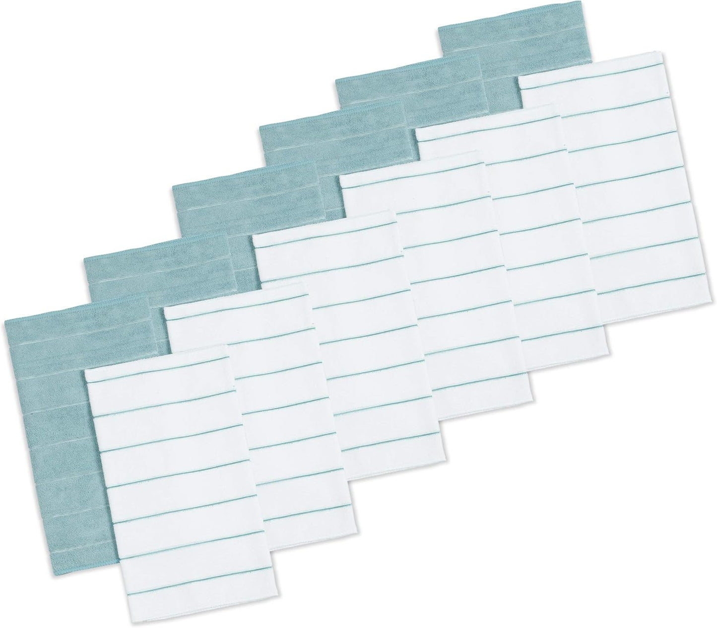12 Pack Topaz/White Microfiber Kitchen Towels - SIMPLI-MAGIC